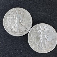 1944-D & 1943 Walking Liberty Silver Half Dollars