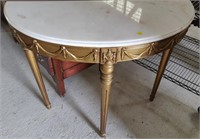 Marble Topped Half Moon Table w/ Matching Mirror