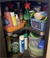 Contents of Cabinet: Assorted Cleaning Products,