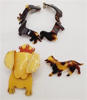 (M) Hand Crafted Plastic Dachshund Brooches (2"