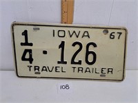 1967 Iowa License Plate