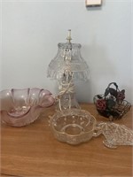 Glass lamp and assorted decor