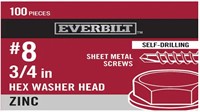 #8 x 3/4 in. Zinc Hex Head Sheet Metal Screw 100pk