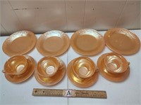 Fire King Oven Ware Carnival Glass Saucers & Cups