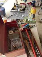 miscellaneous garage lot with toolbox and more
