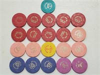 21 Mixed Las Vegas Nevada Casino Chips