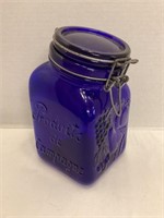 Blue Glass Canister with Locking Lid