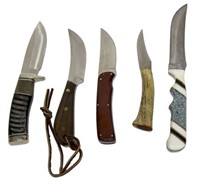(5) FIXED BLADE KNIVES, BUCK 192, ANZA, PATE