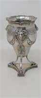 Antique 800 silver small vase with ram heads