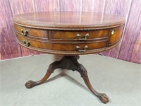 Leather Top Drum Table