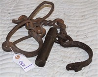 EARLY LEG SHACKLES, APPEAR HAND FORGED
