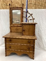 Ornate Child’s/Doll Gentleman’s Dresser w/ Bamboo