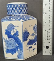 white/blue vintage jar decoration hand made NS