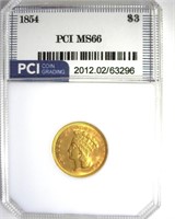 1854 Gold $3 MS66 LISTS $30000