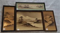 Set of 4 Oriental prints, framed, older look