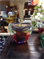 Red and purple Kosta Boda candleholder