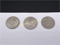 THREE MEXICO SILVER COINS DATING BACK TO 1866