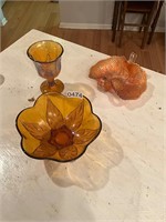 3- amber carnival pieces