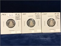 1983, 84, 85  Canadian Dimes  PF66