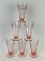 Pink Depression Glass Footed Glasses