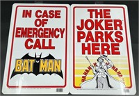 2 1982 Batman Joker Plastic Street Parking Signs