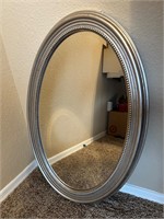 Silver Tone Framed Oval Wall Mirror