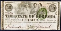 1863 50 Cent State Of Georgia Obsolete Note