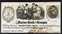 1863 75 Cents Marine Bank Of Georgia Obsolete Note