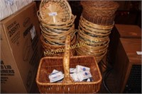 2 STACKS OF BASKETS/ 1 BASKET WITH HANDLE