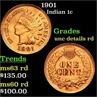 1901 Indian 1c Grades unc details rd