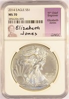 Perfect 2014 Silver Eagle With Signed Label.