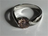 PINK SAPPHIRE STERLING SILVER RING UNMARKED SZ 9