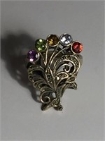 925 STERLING SILVER PEACOCK RING w ASSORTED STONES