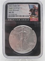 2021 EAGLE MS70 NGC T-2 EARLY RELEASE BLACK HOLDER