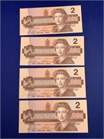 1986 Canada $2 - 4 Consecutive Notes