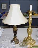 Two decorative metal table lamps