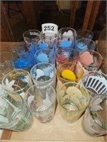 LOT JELLY GLASSES W/ APPLIED DECALS