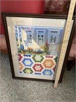 Framed matted quilt front porch porch picture