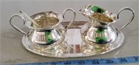 Sugar and Creamer and tray with spoon set all