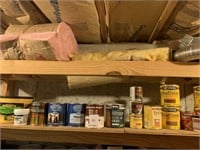 Lot of paint and wood finish entire shelf