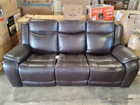 Brown Leather - Power Reclining Sofa W/USB