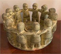 Ceramic Candle Holder with 12 Figures in Circle