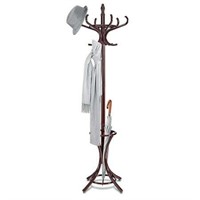 Gymax Wood Standing Hat Coat Rack Jacket Bag Hange