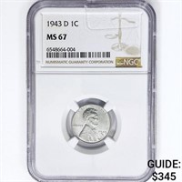1943-D Wheat Cent NGC MS67