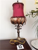 Lamp with Silk & Feather Shade