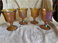 Vintage Yellow Carnival Goblet Set of 4