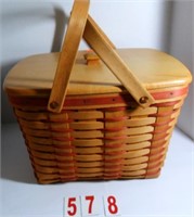 Rectangle Basket With Wood lid and Plastic Liner