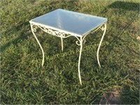 Retro Metal Patio table w/ glass top