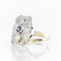 Gold, Diamond, & Sapphire Filigree Ring