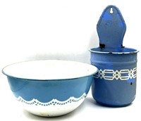 Antique NESCO Bonny blue Enamelware Bowl and